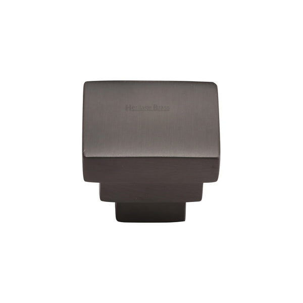 Square Stepped Cabinet Knob by M Marcus - Heritage Brass