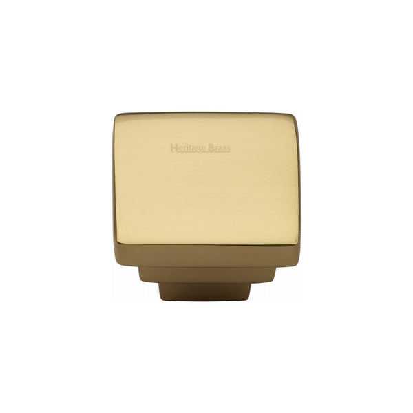 Square Stepped Cabinet Knob by M Marcus - Heritage Brass