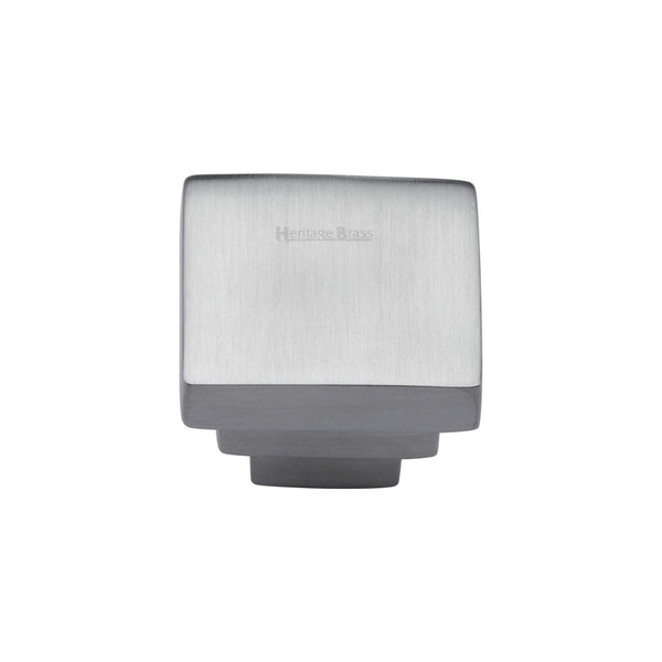 Square Stepped Cabinet Knob by M Marcus - Heritage Brass