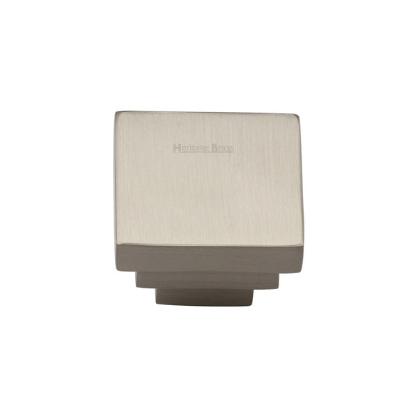 Square Stepped Cabinet Knob by M Marcus - Heritage Brass