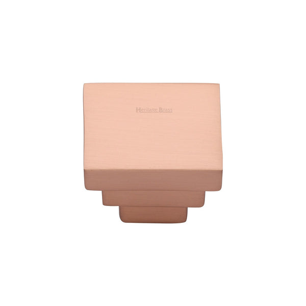 Square Stepped Cabinet Knob by M Marcus - Heritage Brass