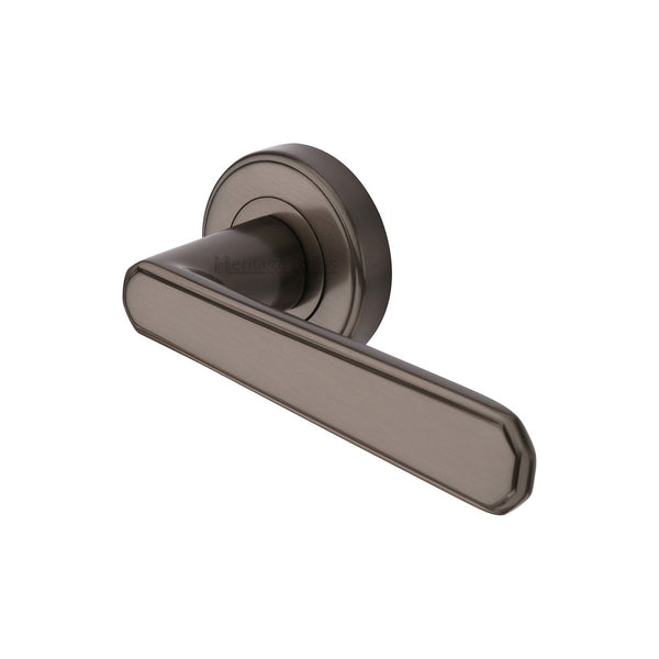Century Door Handle on Round Rose by M Marcus - Heritage Brass