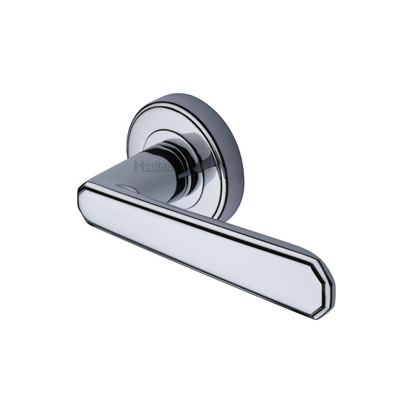 Century Door Handle on Round Rose by M Marcus - Heritage Brass