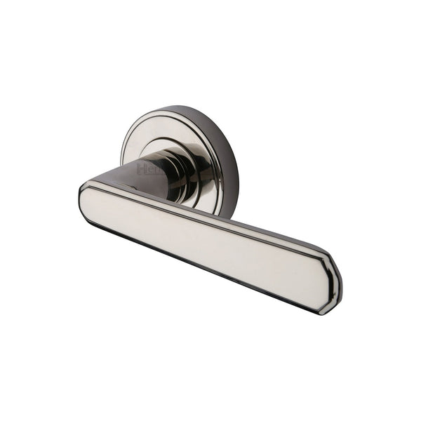 Century Door Handle on Round Rose by M Marcus - Heritage Brass