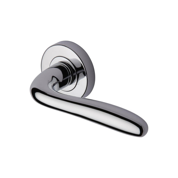 Columbus Door Handle on Round Rose by M Marcus - Heritage Brass