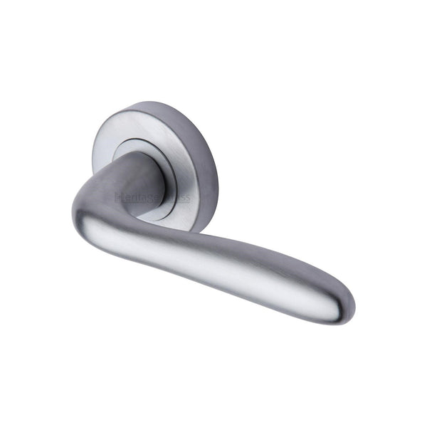 Columbus Door Handle on Round Rose by M Marcus - Heritage Brass