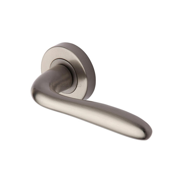 Columbus Door Handle on Round Rose by M Marcus - Heritage Brass