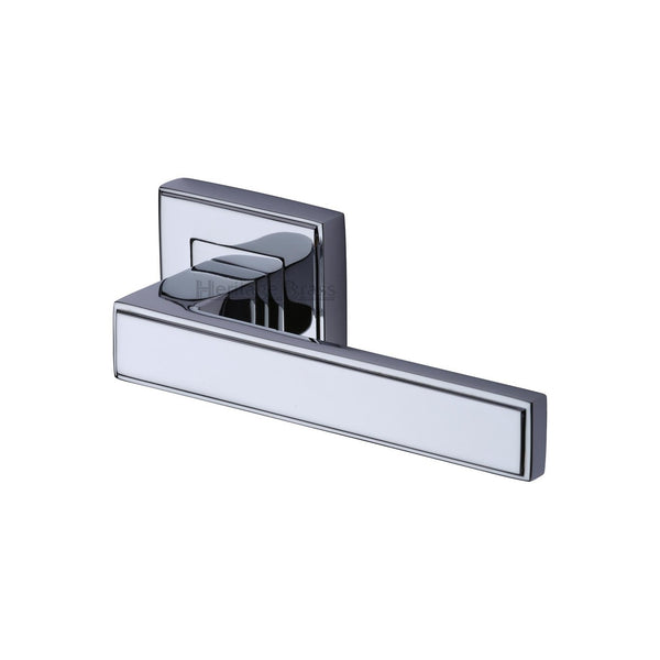 Linear Sq Door Handle on Square Rose by M Marcus - Heritage Brass