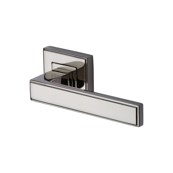Linear Sq Door Handle on Square Rose by M Marcus - Heritage Brass