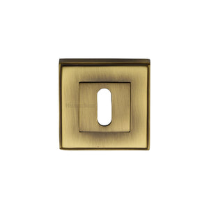 Standard Key Escutcheon Square - DEC7000 - Antique Brass