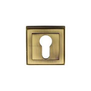 Euro Profile Cylinder Escutcheon Square - DEC7020 - Antique Brass