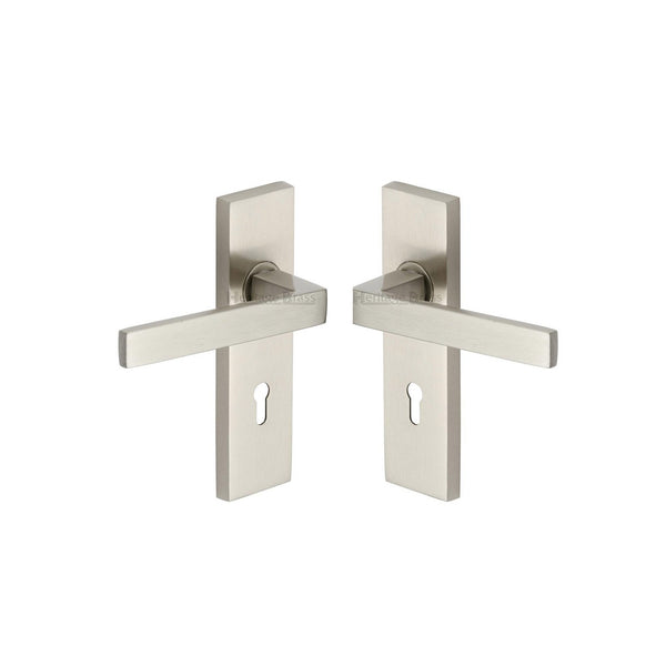 Delta Door Handle on Plate by M Marcus - Heritage Brass