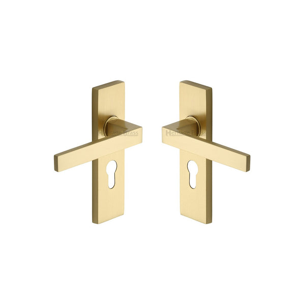 Delta Door Handle on Plate by M Marcus - Heritage Brass