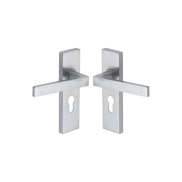 Delta Door Handle on Plate by M Marcus - Heritage Brass