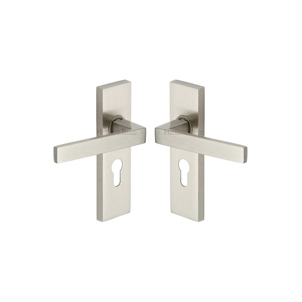 Delta Door Handle on Plate by M Marcus - Heritage Brass