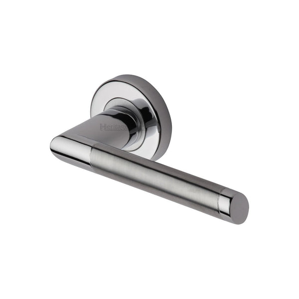 Ellipse Door Handle on Round Rose by M Marcus - Heritage Brass
