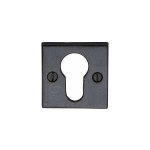 Euro Profile Cylinder Escutcheon Square Black Iron - Matt Black