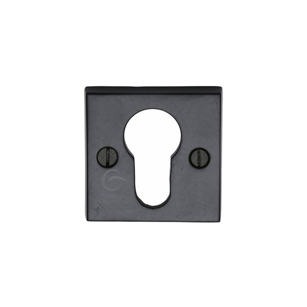 Euro Profile Cylinder Escutcheon Square Black Iron - Matt Black