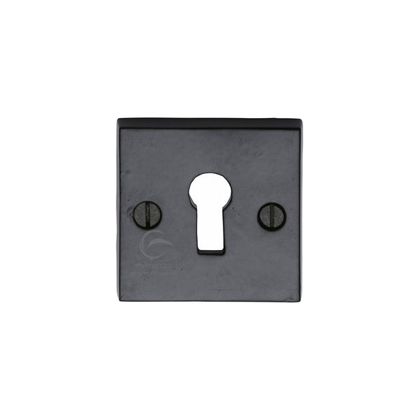 Standard Key Escutcheon Square Black Iron - Matt Black