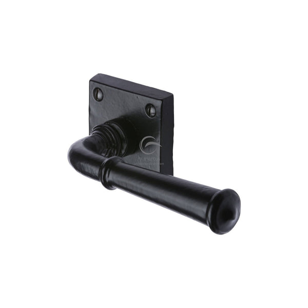 Black Iron Claverley Door Handle on Square Rose by M Marcus - Heritage Brass