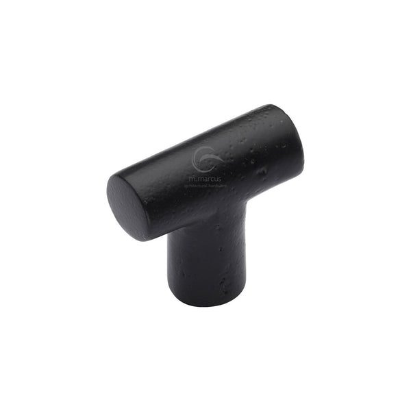 Matt Black Iron T Shaped Cabinet Knob by M Marcus - Heritage Brass