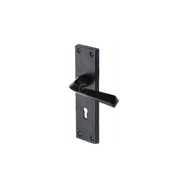 Black Iron Bridgnorth Door Handle on Plate by M Marcus - Heritage Brass