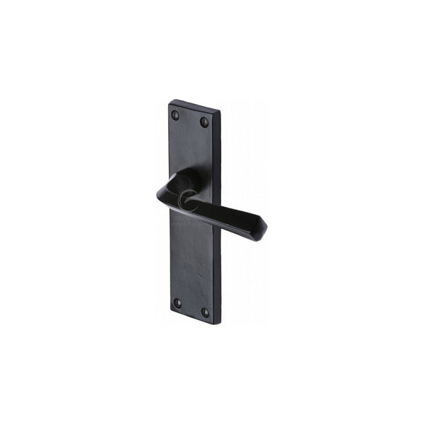 Black Iron Bridgnorth Door Handle on Plate by M Marcus - Heritage Brass