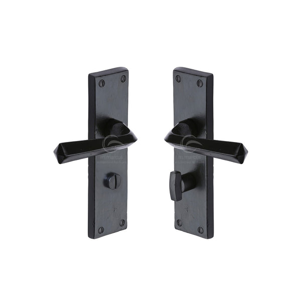 Black Iron Bridgnorth Door Handle on Plate by M Marcus - Heritage Brass