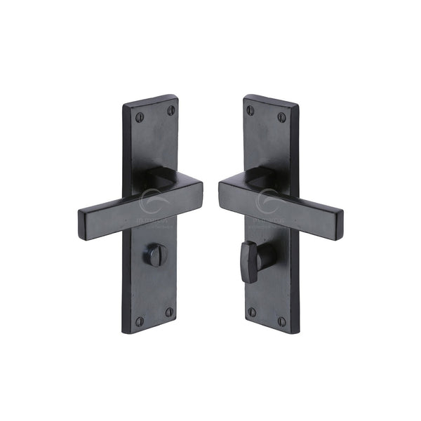 Black Iron Cheswell Door Handle on Plate by M Marcus - Heritage Brass