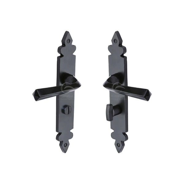 Black Iron Ironbridge Door Handle on Plate by M Marcus - Heritage Brass