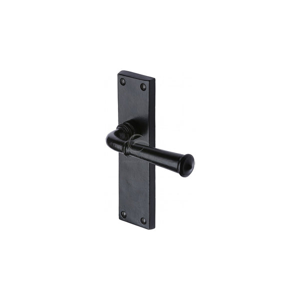 Black Iron Ashfield Door Handle on Plate by M Marcus - Heritage Brass
