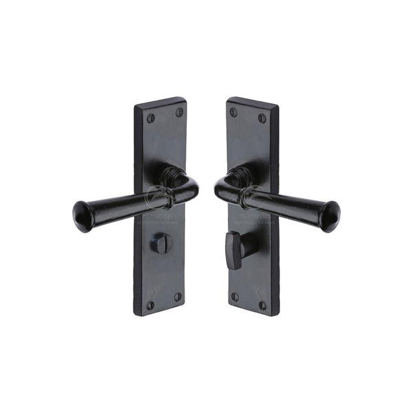 Black Iron Ashfield Door Handle on Plate by M Marcus - Heritage Brass