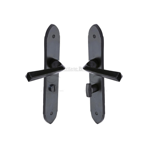 Black Iron Grafton Door Handle on Plate by M Marcus - Heritage Brass