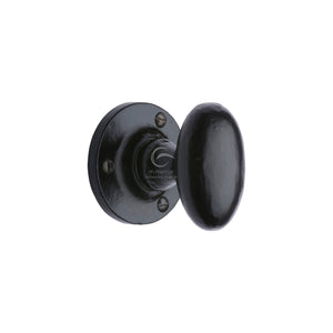 Knowle Door Knob on Rose Black Iron by M Marcus - Heritage Brass