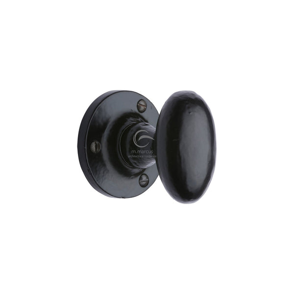 Knowle Door Knob on Rose Black Iron by M Marcus - Heritage Brass