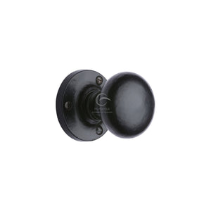 Alveley Door Knob on Rose Black Iron by M Marcus - Heritage Brass