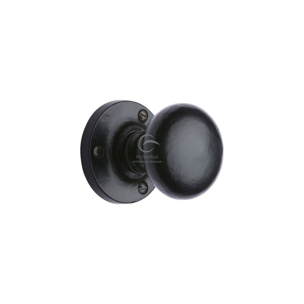 Alveley Door Knob on Rose Black Iron by M Marcus - Heritage Brass