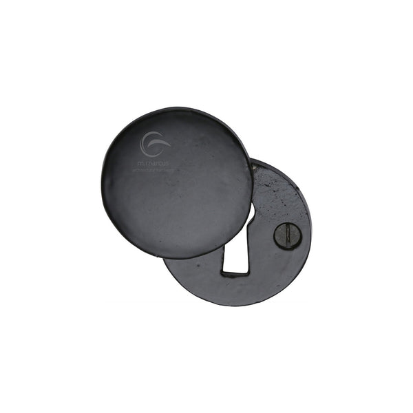 Standard Key Escutcheon Round Covered Black Iron - Matt Black