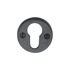 Euro Profile Cylinder Escutcheon Round Covered Black Iron - Matt Black