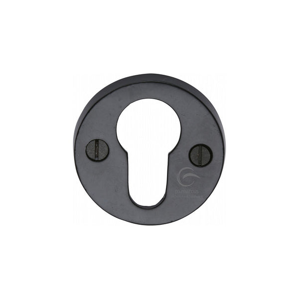 Euro Profile Cylinder Escutcheon Round Covered Black Iron - Matt Black