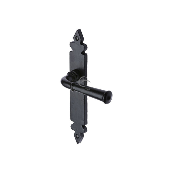 Black Iron Ludlow Door Handle on Plate by M Marcus - Heritage Brass