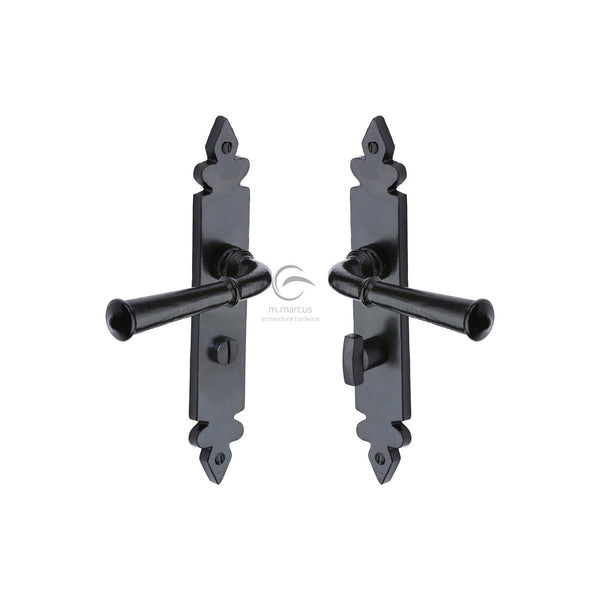 Black Iron Ludlow Door Handle on Plate by M Marcus - Heritage Brass