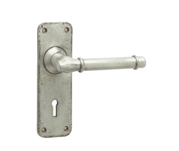 Belfry Suite Door Handle on Lockplate Pewter