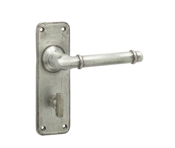 Belfry Suite Door Handle on Bathroom Plate Pewter