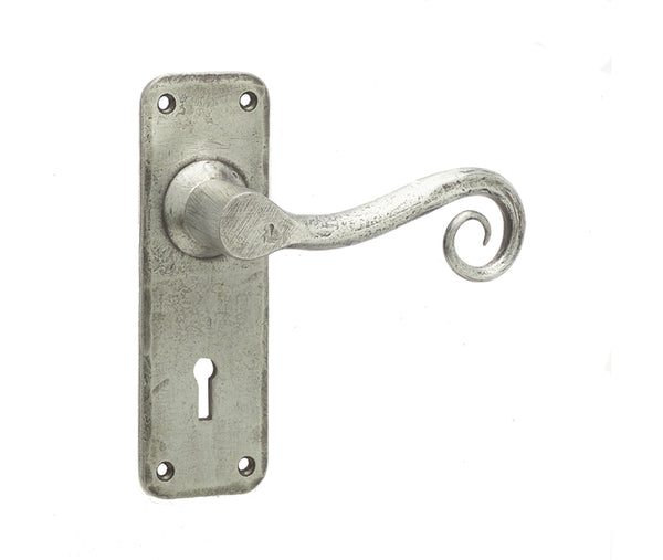 Chester Suite Door Handles on Lockplate Pewter
