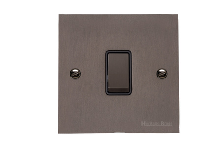 Heritage Brass Stylist Bronze Flat Plate - Square Edge - 1 Gang 2-Way Rocker Switch