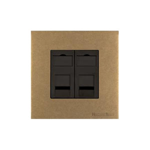 Windsor Range Aged Brass Switches & Sockets, WN50 - 2 Gang CAT6 by Heritage Brass By M-Marcus