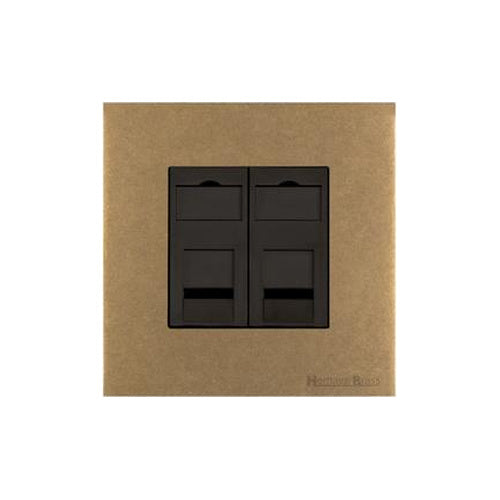 Windsor Range Aged Brass Switches & Sockets, WN50 - 2 Gang CAT6 by Heritage Brass By M-Marcus
