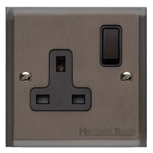 Elite Stepped Plate Range Matt Bronze Switches & Sockets, S09 - Single Socket (13 Amp) by Heritage Brass By M-Marcus