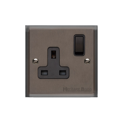 Elite Stepped Plate Range Matt Bronze Switches & Sockets, S09 - Single Socket (13 Amp) by Heritage Brass By M-Marcus